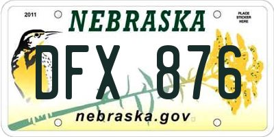 NE license plate DFX876
