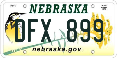 NE license plate DFX899