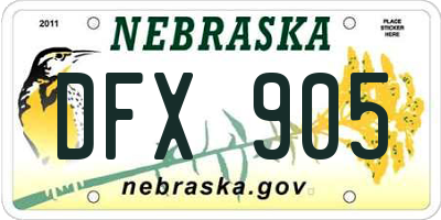 NE license plate DFX905