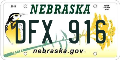 NE license plate DFX916