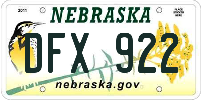 NE license plate DFX922