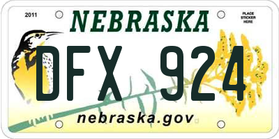 NE license plate DFX924