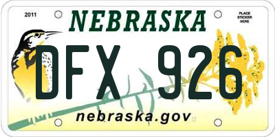 NE license plate DFX926