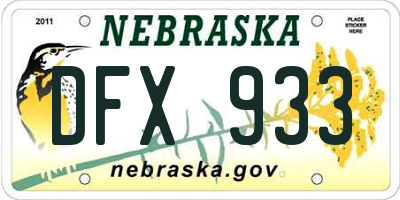 NE license plate DFX933