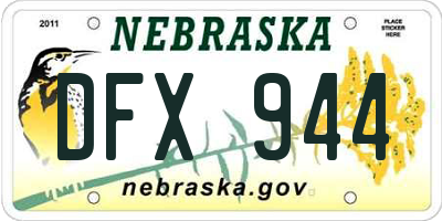 NE license plate DFX944