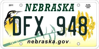 NE license plate DFX948