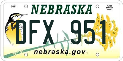 NE license plate DFX951