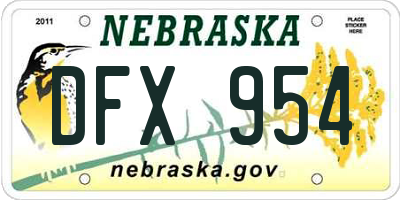 NE license plate DFX954