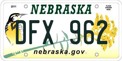 NE license plate DFX962