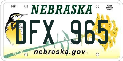 NE license plate DFX965