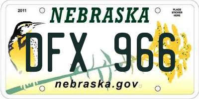 NE license plate DFX966