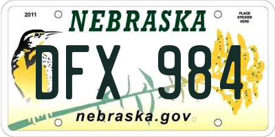 NE license plate DFX984