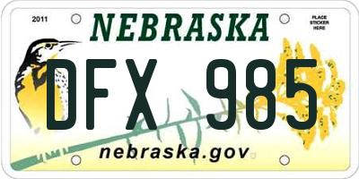 NE license plate DFX985