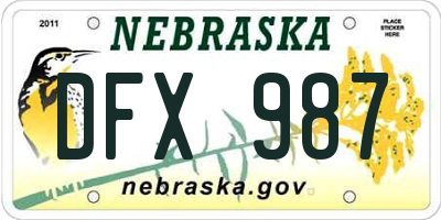 NE license plate DFX987