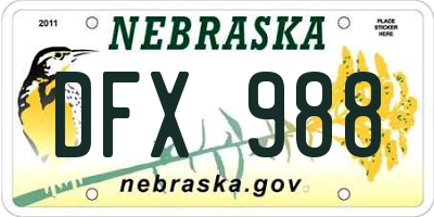 NE license plate DFX988