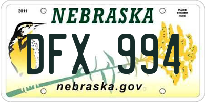NE license plate DFX994