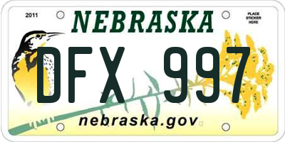 NE license plate DFX997
