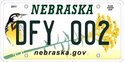 NE license plate DFY002