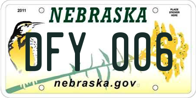 NE license plate DFY006