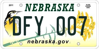 NE license plate DFY007