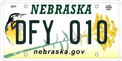 NE license plate DFY010