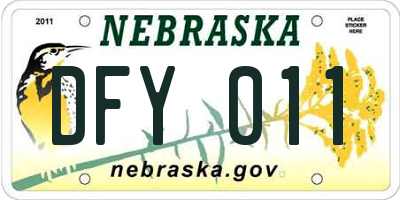 NE license plate DFY011