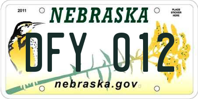 NE license plate DFY012