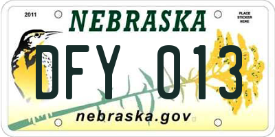 NE license plate DFY013