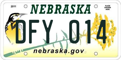 NE license plate DFY014