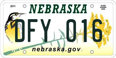 NE license plate DFY016