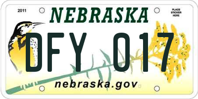 NE license plate DFY017