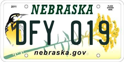 NE license plate DFY019