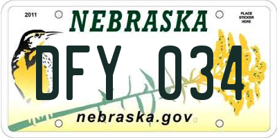 NE license plate DFY034