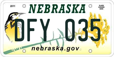 NE license plate DFY035