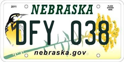 NE license plate DFY038