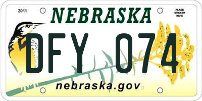 NE license plate DFY074