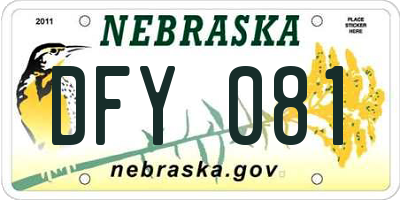 NE license plate DFY081
