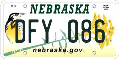 NE license plate DFY086