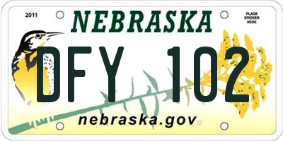 NE license plate DFY102
