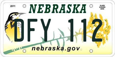 NE license plate DFY112