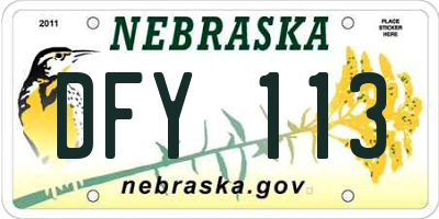 NE license plate DFY113