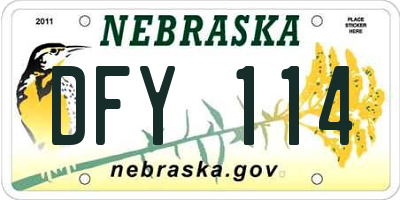 NE license plate DFY114