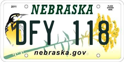 NE license plate DFY118