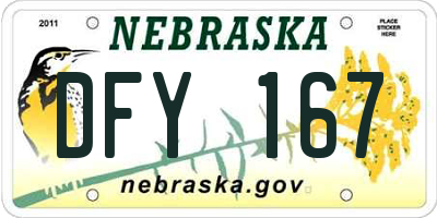 NE license plate DFY167