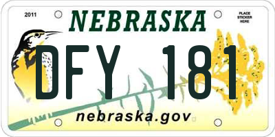 NE license plate DFY181