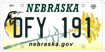 NE license plate DFY191