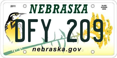 NE license plate DFY209