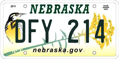 NE license plate DFY214