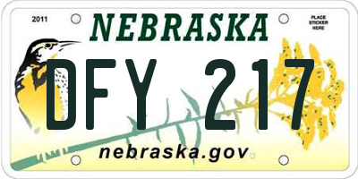 NE license plate DFY217