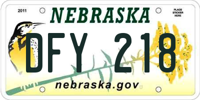 NE license plate DFY218
